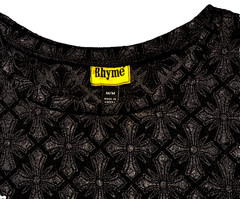 RHYME Sz M Crew Neck Texture All-Over Pattern Men’s Black T-shirt