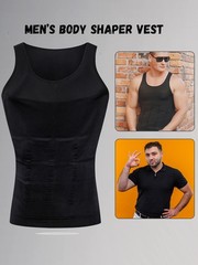 Mens Compression Shirt Slimming Body Shaper Chest Belly Tummy Control Vest Tank