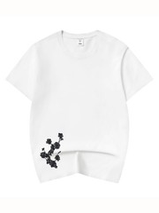 Niepce Dark Kitsune with Cherry Blossoms Embroidery Japanese Streetwear Tee