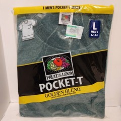 Vtg 1998 Fruit Of The Loom Pocket T Shirt SZ Large Lot of 2, Green Navy Blue