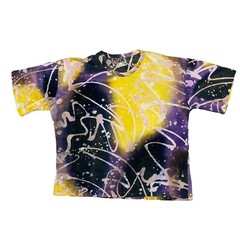 VTG Climate Colorful Tie Dye Scribble Art AOP Boxy T-Shirt L Single Stitch