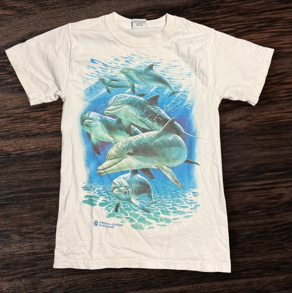 Vintage 90’s National Aquarium Of Baltimore Dolphins Crewneck T-Shirt Small