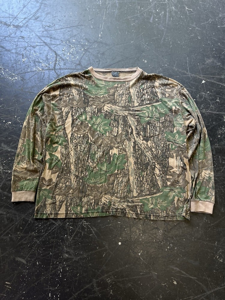 Vintage 90s Ace Sportswear Realtree Camo Single-Stitch Pocket Longsleeve Size XL