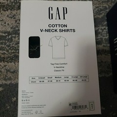 Lot of 2 Packs Mens Gap 3 Pk Cotton V-Neck Black Shirts Size Large L Classic Fit