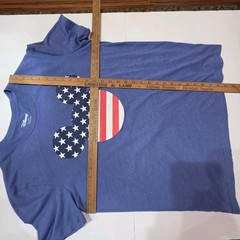 Disney Mickey Mouse Mens L TShirt USA American Flag Patriotic Blue EUC