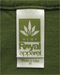 Royal Apparel Green Hemp/Organic Cotton T-Shirt Men/Unisex S M XL 2XL USA