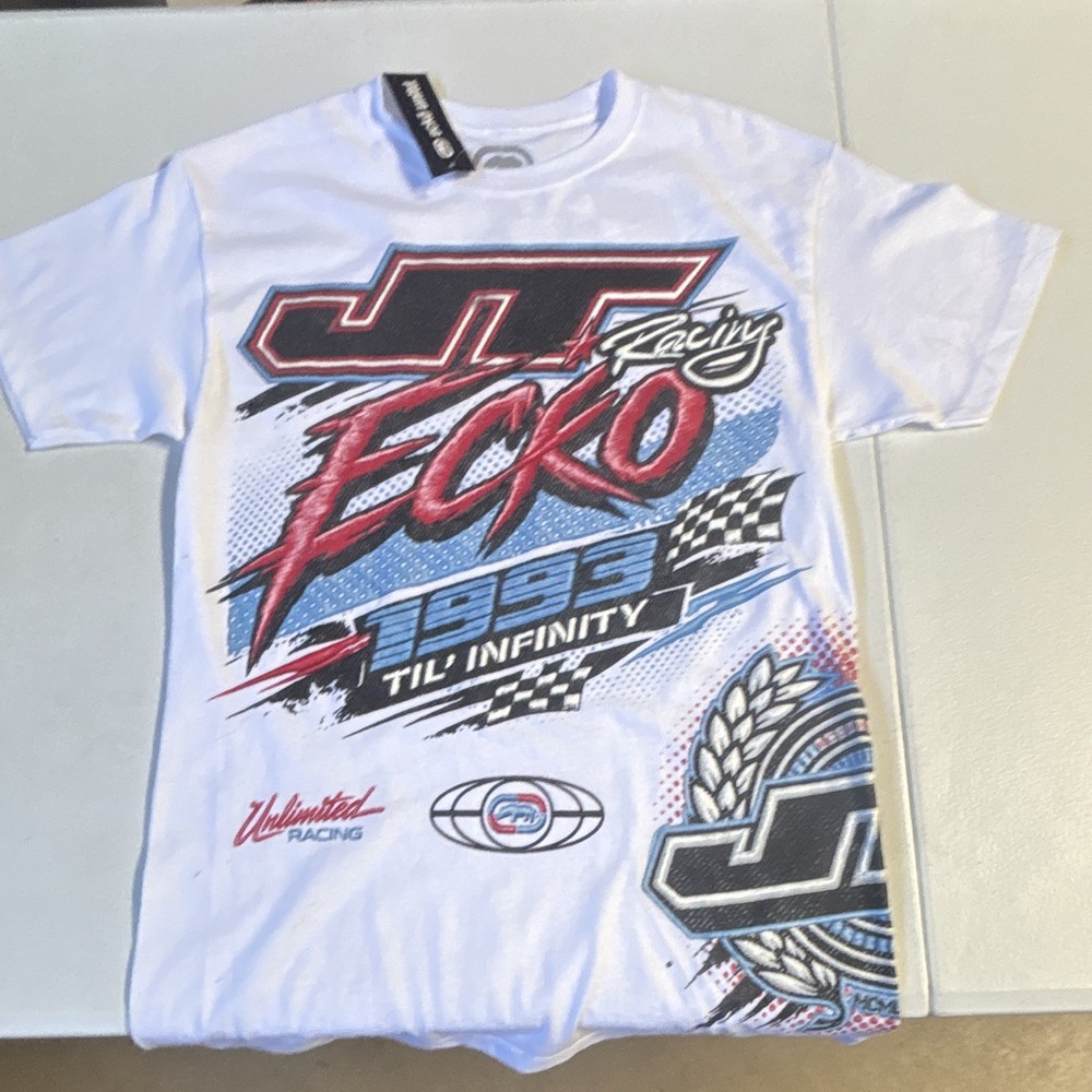 Ecko Unltd. JLT Racing Men’s S White Graphic Tee Crew Neck Cotton