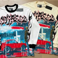 NEW Godspeed Rock sports car pattern Tee Washed Mens Long Sleeve T-shirt