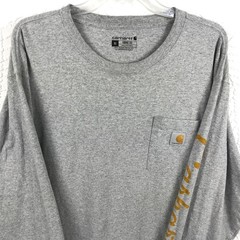 Carhartt Pocket T Shirt Mens XL Gray Loose Fit Cotton Spellout Dog Graphic