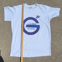 Vtg 80s Nike Swoosh Running Race Get In Gear T-shirt Single Stitch White Med USA