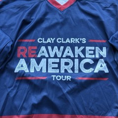 Reawaken America Tour Hockey Jersey Adult Large Patriotic Trump MAGA USA Flag