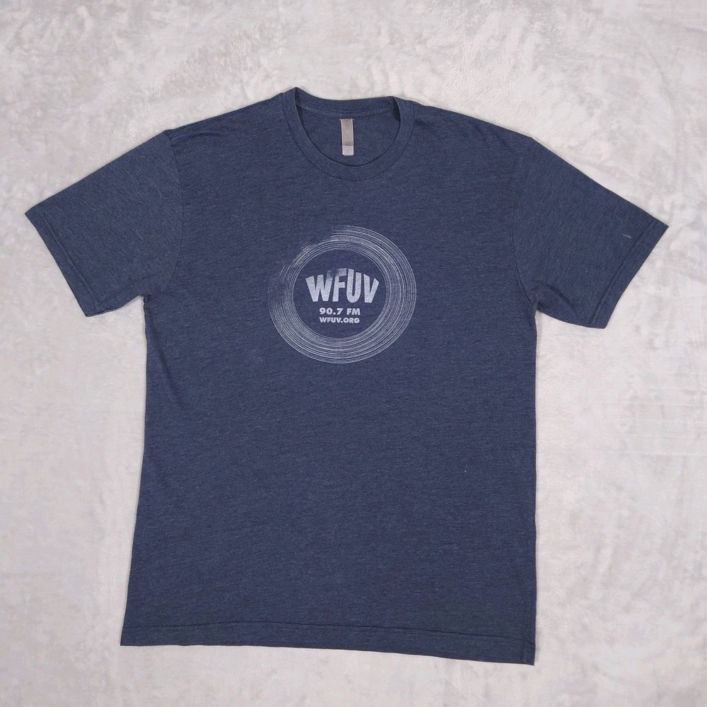 WFUV T-Shirt – 90.7 FM NPR Public Radio NYC – Mens L Blue Political