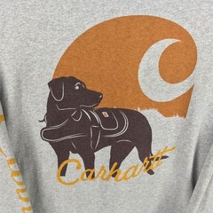 Carhartt Pocket T Shirt Mens XL Gray Loose Fit Cotton Spellout Dog Graphic