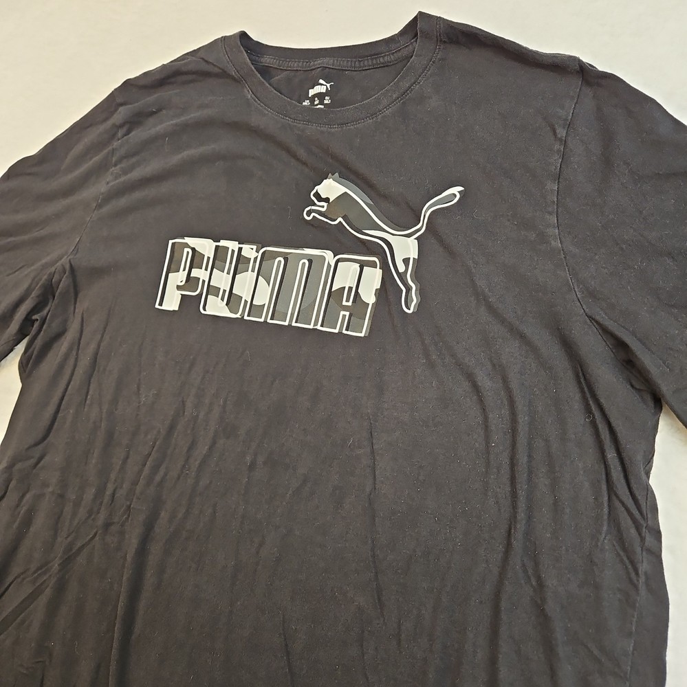Puma Graphic Camo Logo T-Shirt Crew Neck Short Sleeve Black Men’s 3XLT