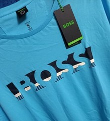 Hugo Boss Large Logo Blue Regular Fit Cotton T-Shirt w/ Logo Artwork (Mul Sizes)