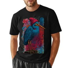 Blue Heron Bird T-Shirt Red Beanie Hat Urban Art Hipster Nature Lover Gift