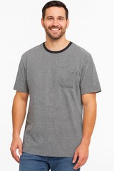 George Pocket T-Shirt Men’s 3XL 54-58 Black Cotton Jersey Crew Neck Striped NWT