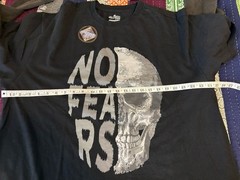 No Fears Men’s Size XL Shirt Black Gray Layered Look Oversized Skeleton Skull