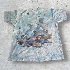 Vtg Liquid Blue T Shirt Single Stitch 1992 AOP Men’s Coral Reef Aquatic Crewneck
