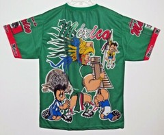 Mexico! Adult Size Large Shirt All Over Graphic Knit Colorful Rare Football NEW!