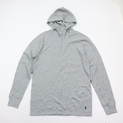 Polo Ralph Lauren Waffle Knit Thermal Hoodie Shirt Mens Medium Gray 1/4 Zip