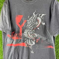 Vintage JNCO Jeans Shirt Large L Gray Faded Dragon Skate Fantasy Distressed Tee