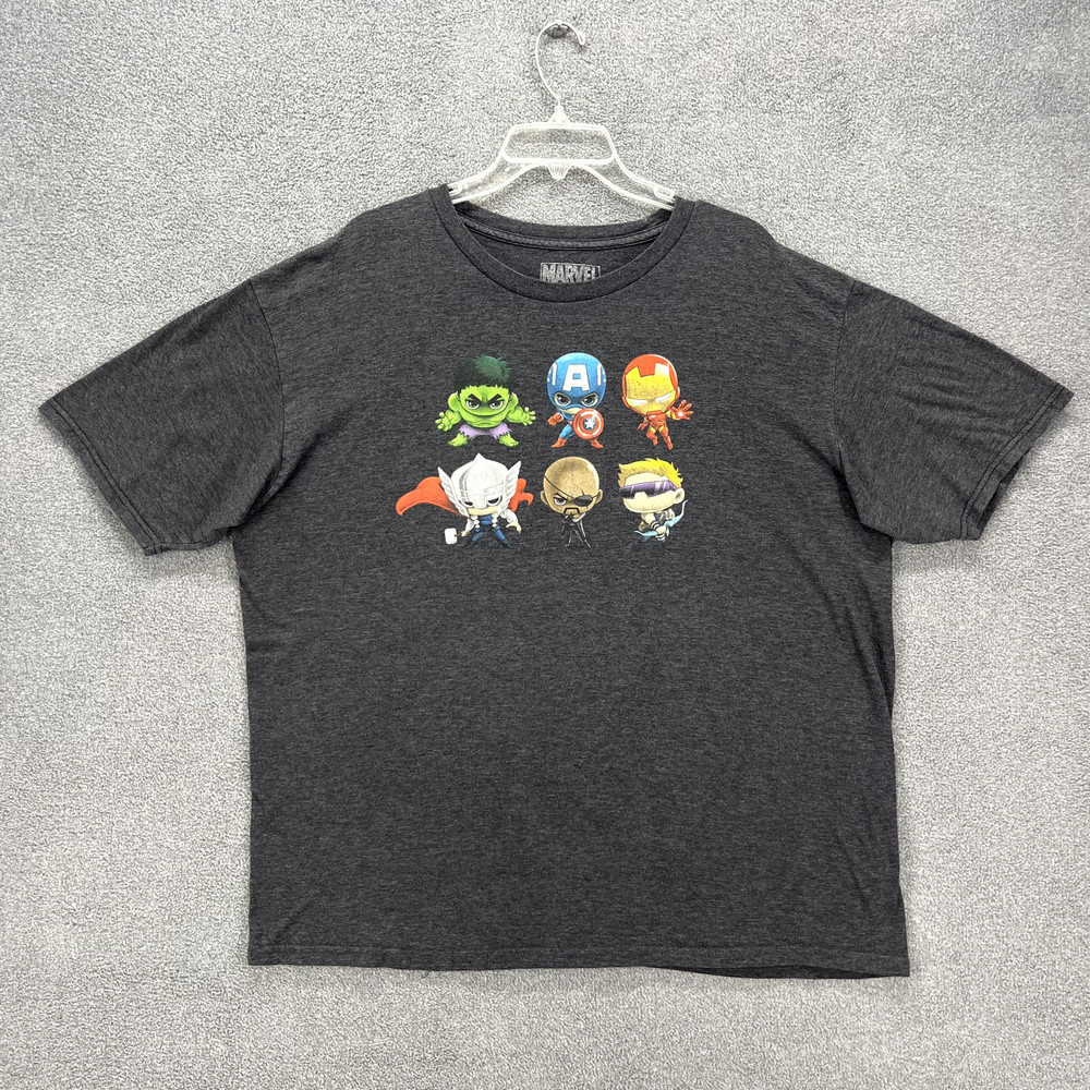 Marvel Avengers Mini Superhero Characters T Shirt Mens 2X Gray crewneck