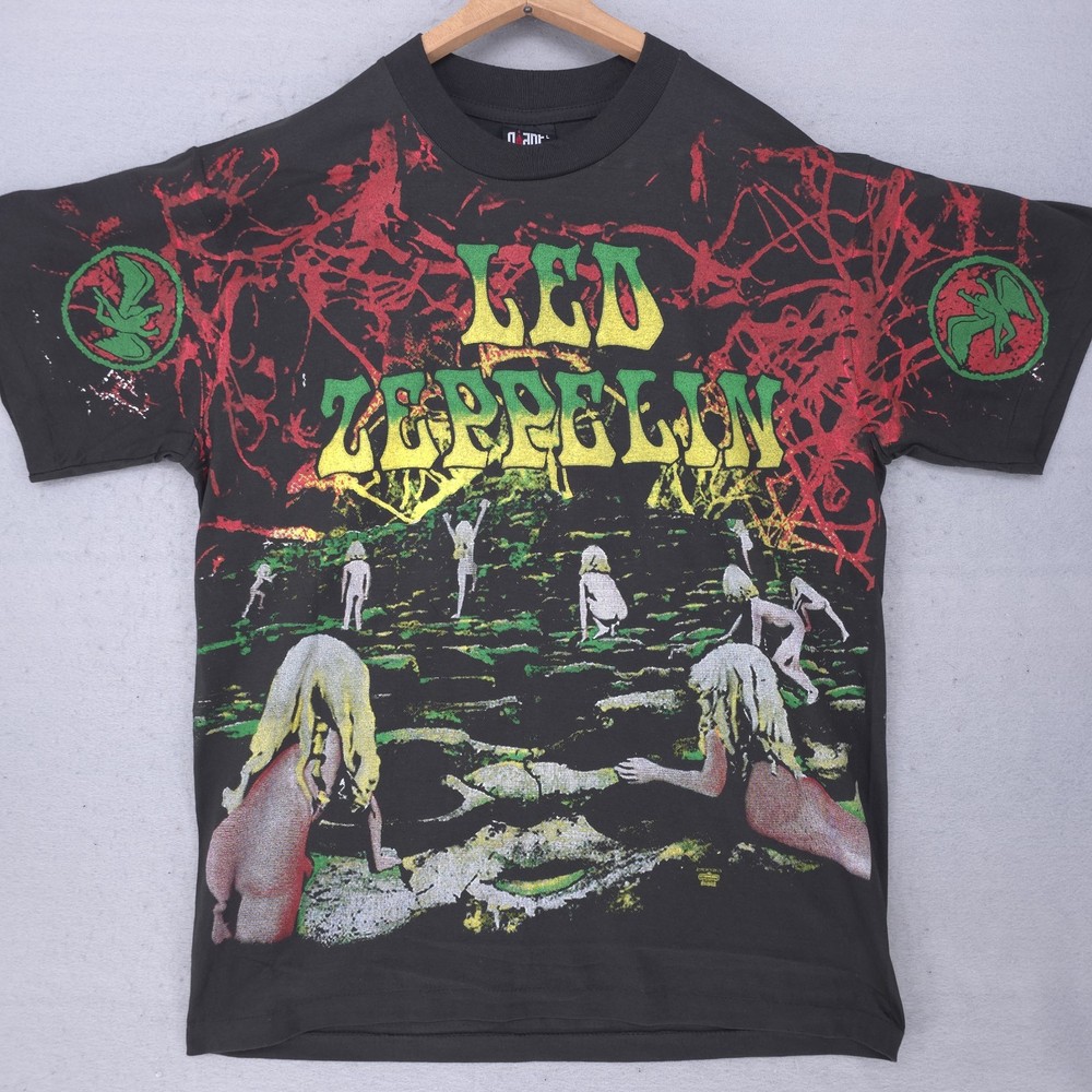 Vintage Led Zeppelin Shirt Mens Large AOP REPRINT Houses Of Holy Band Tee 90s