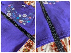 Vintage 90s Hanes T-shirt L Purple Sea Shell Single Stitch Gold Sparkle Coastal