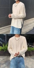 Men’s Distressed Long Sleeve T-Shirt Harajuku Aesthetic Ripped Pullover Top