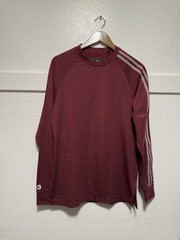 Men’s adidas Y-3 Burgandy 3 Stripes Long Sleeve T-Shirt New IV5621 Size XS