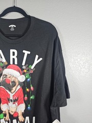 Holiday Time Unisex Sz 3XL Black PARTY ANIMAL Christmas Funny Tshirt Santa Pug