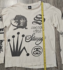 Vintage 90s Stussy Crown 8 Ball Graphic Long Sleeve T-Shirt White/Black Men’s M