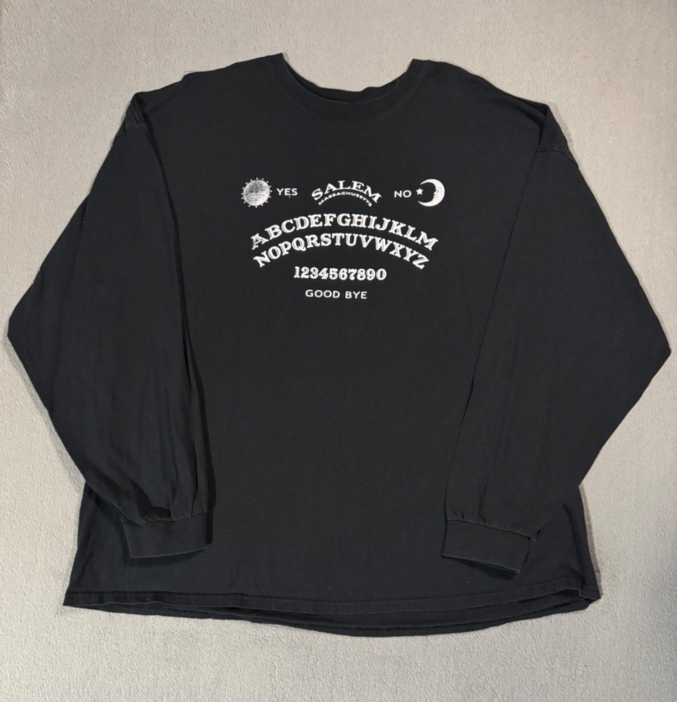 Salem Massachusetts Ouija Board Vtg Long Sleeve Black T Shirt Sweatshirt 2XL