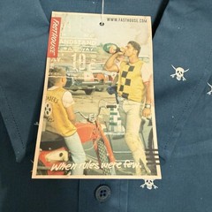 FASTHOUSE MENS LARGE SMS JASPER SS BUTTON-UP SHIRT SKULLS VINTAGE BLUE