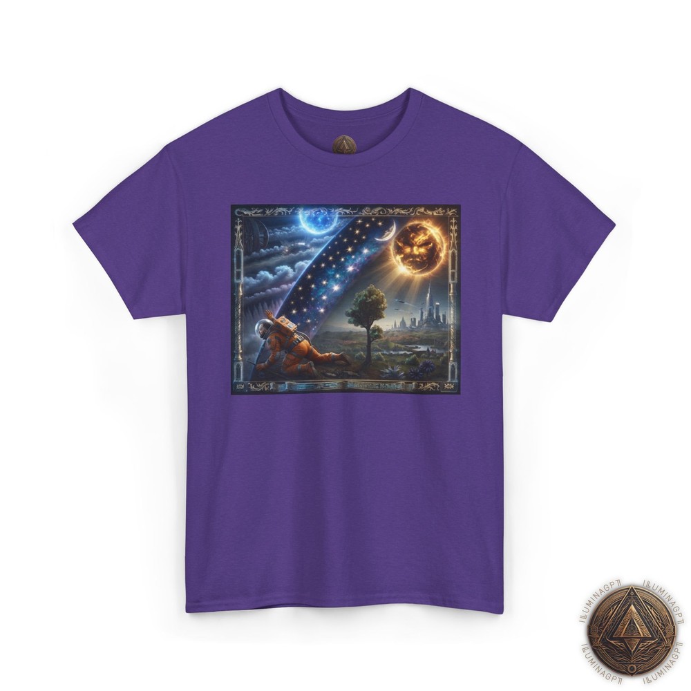 Flammarion Engraving T-Shirt, Futuristic Flat Earth Astronaut Firmament Tee