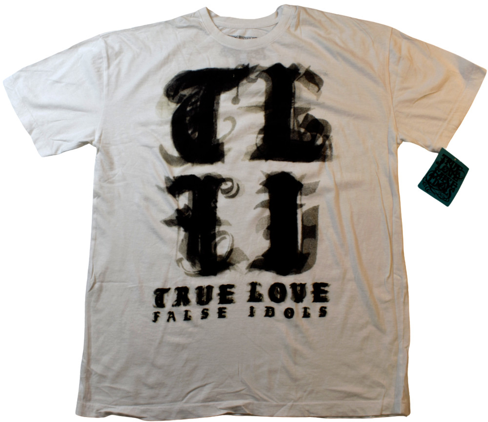 True Love False Idols Mens TLFI Black Letter White Shirt NWT 2XL