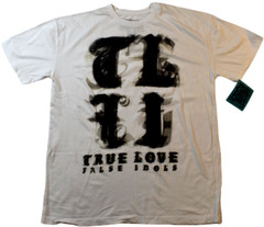 True Love False Idols Mens TLFI Black Letter White Shirt NWT 2XL