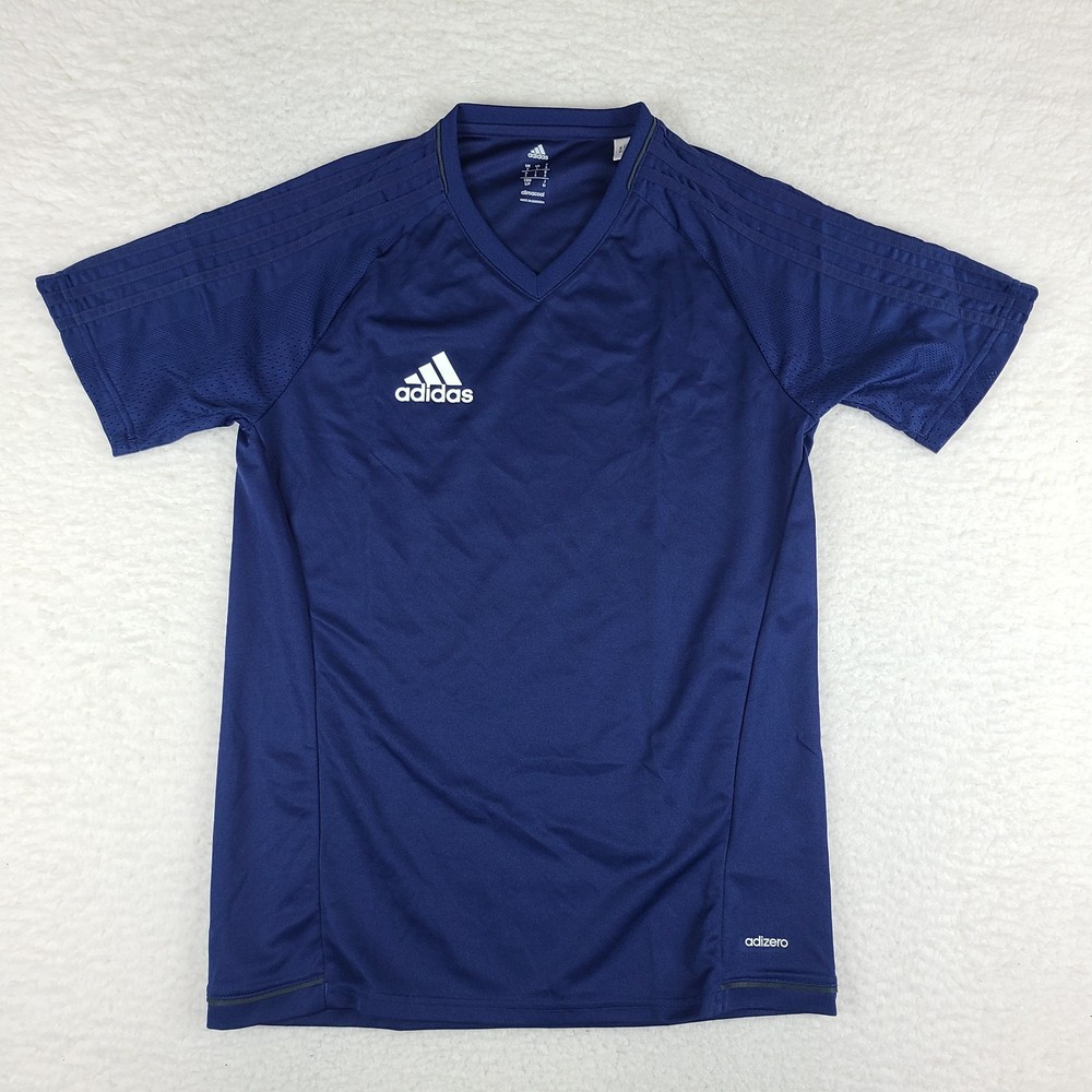 Adidas Shirt Mens Small Blue Navy Climacool V Neck Athletic T-Shirt