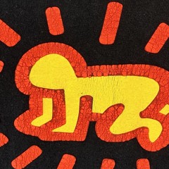 Retro 90s Keith Haring Pop Shop Art Radiant Baby Barking Dog T-Shirt Sz Me Black