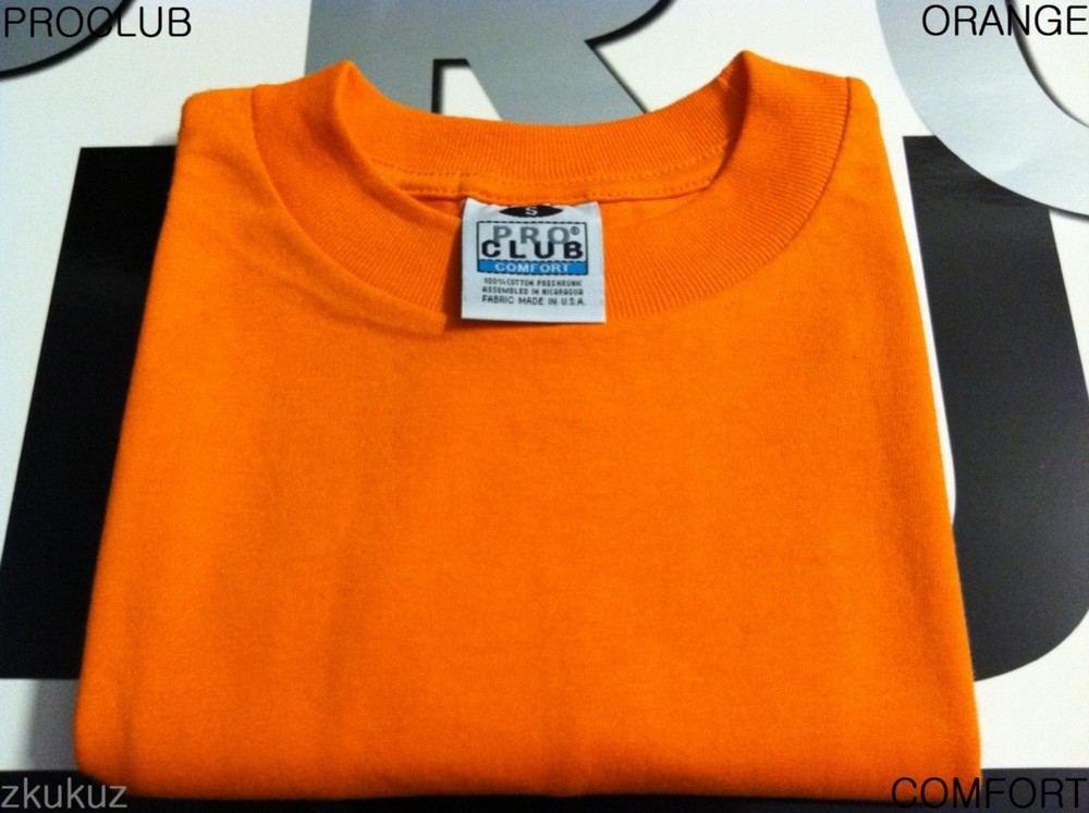 1 NEW PROCLUB COMFORT PLAIN T-SHIRT BLANK ORANGE TEE PRO CLUB S-3XL 1PC