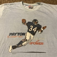Vintage 80s Chicago Bears Walter Payton T Shirt Sz M Blue Garan NFL Caricature