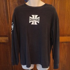 West Coast Choppers Logo Black Long Sleeve Crew Neck T-Shirt XL Vintage 1990s