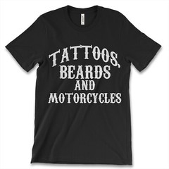 TATTOOS Beards And Motorcycles New Mens Shirt Biker Ride Short Sleeve Summer Tee
