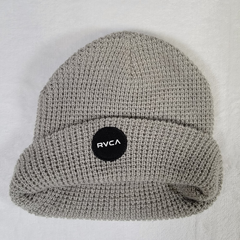 RVCA Unisex Knit Beanie Heather Gray One Size Slouchy Warm Comfort Casual