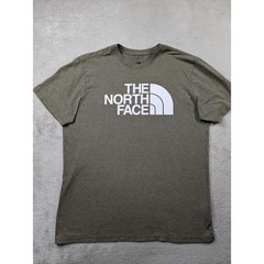 The North Face Mens Graphic T-Shirt Olive Green White Logo Cotton Blend Size L