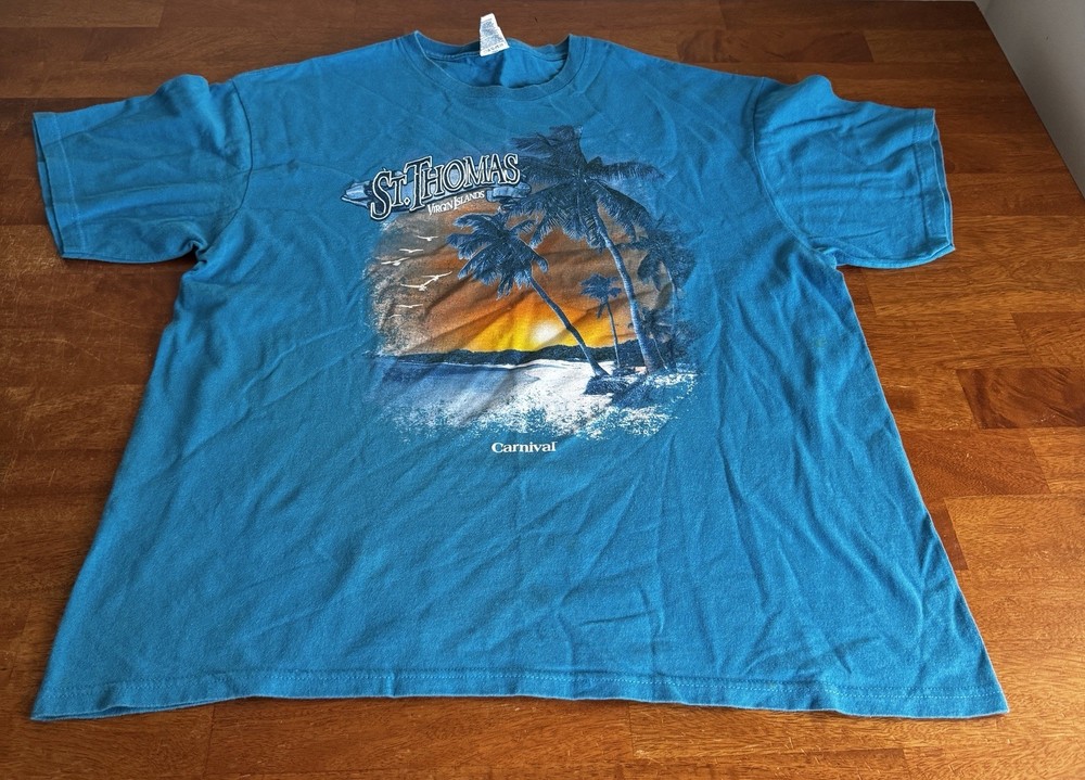St. Thomas Carnival Cruise Line T-Shirt Adult Men’s Size Xl Blue Cotton