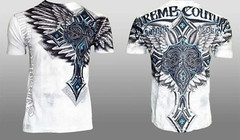 Xtreme Couture by Affliction Men’s T-Shirt LAST BLOW White Biker Wings MMA