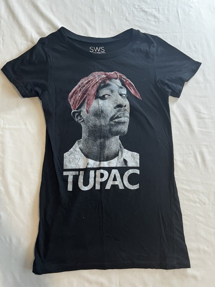 Tupac Shakur Graphic T Shirt Black S Small SWS 2Pac Rap Hip Hop Red Bandana Tee