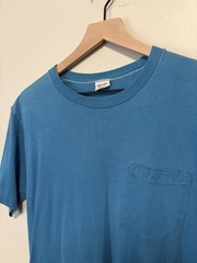 Vintage 1960s Blue BVD Selvedge Pocket T Shirt Size Large Distressed USA Faded